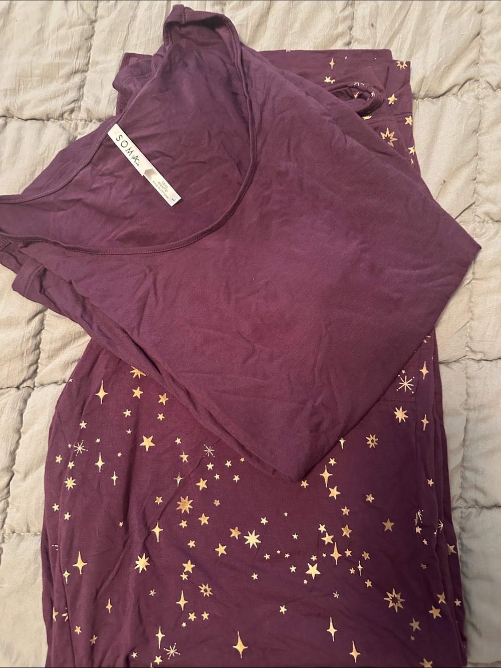 Soma Plum Two-Piece Star Print Pajama Set